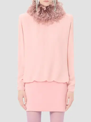 Valentino Garavani Women's Short Georgette Dress with Feathers | Thumbnail 3