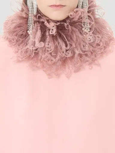Valentino Garavani Women's Short Georgette Dress with Feathers | Thumbnail 6
