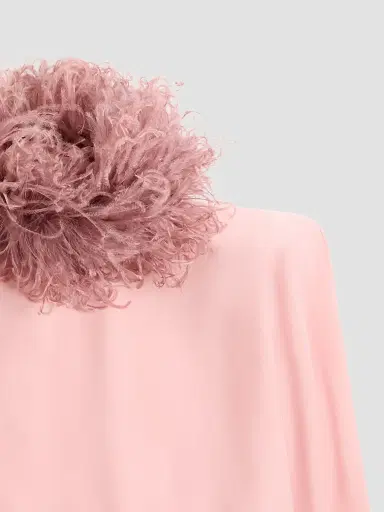 Valentino Garavani Women's Short Georgette Dress with Feathers | Thumbnail 7