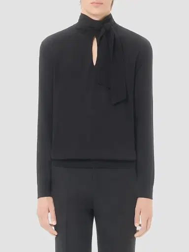 Valentino Garavani Men's Wool Sweater with Scarf Collar and VLogo Embroidery | Thumbnail 3 Valentino Garavani Men's Wool Sweater with Scarf Collar and VLogo Embroidery | Thumbnail 3