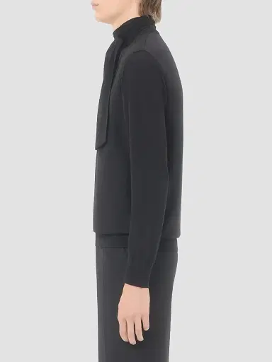 Valentino Garavani Men's Wool Sweater with Scarf Collar and VLogo Embroidery | Thumbnail 4 Valentino Garavani Men's Wool Sweater with Scarf Collar and VLogo Embroidery | Thumbnail 4