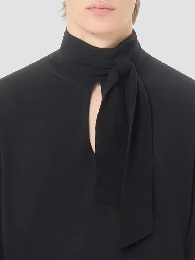 Valentino Garavani Men's Wool Sweater with Scarf Collar and VLogo Embroidery | Thumbnail 6 Valentino Garavani Men's Wool Sweater with Scarf Collar and VLogo Embroidery | Thumbnail 6