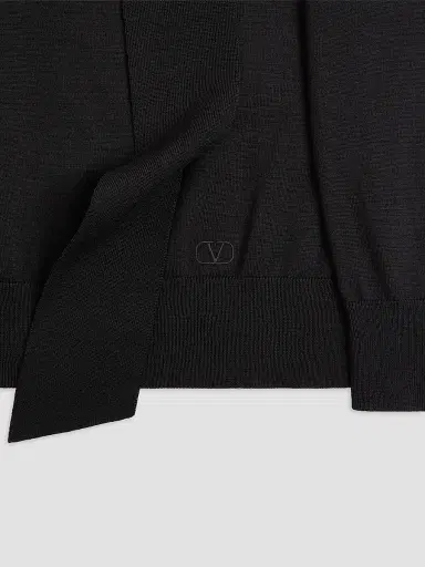 Valentino Garavani Men's Wool Sweater with Scarf Collar and VLogo Embroidery | Thumbnail 7 Valentino Garavani Men's Wool Sweater with Scarf Collar and VLogo Embroidery | Thumbnail 7