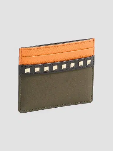 Valentino Garavani Men's Stud Up Cardholder in Nylon and Grainy Calfskin | Thumbnail 3 Valentino Garavani Men's Stud Up Cardholder in Nylon and Grainy Calfskin | Thumbnail 3