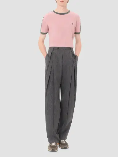 Valentino Garavani Men's Cotton T-Shirt with Crewneck with VLogo Embroidery | Thumbnail 2 Valentino Garavani Men's Cotton T-Shirt with Crewneck with VLogo Embroidery | Thumbnail 2
