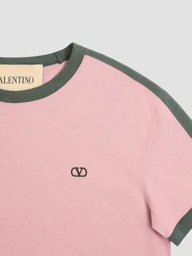 Valentino Garavani Men's Cotton T-Shirt with Crewneck with VLogo Embroidery | Thumbnail 7 Valentino Garavani Men's Cotton T-Shirt with Crewneck with VLogo Embroidery | Thumbnail 7