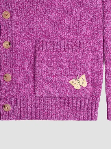 Valentino Garavani Men's Mouliné Wool Cardigan with Embroidered Butterfly Patch | Thumbnail 7 Valentino Garavani Men's Mouliné Wool Cardigan with Embroidered Butterfly Patch | Thumbnail 7