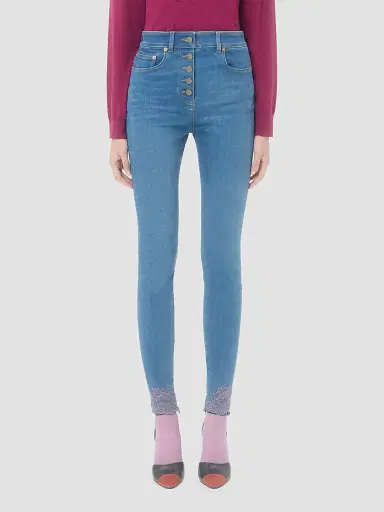 Valentino Garavani Women's Denim Jeans with Lace | Thumbnail 3 Valentino Garavani Women's Denim Jeans with Lace | Thumbnail 3