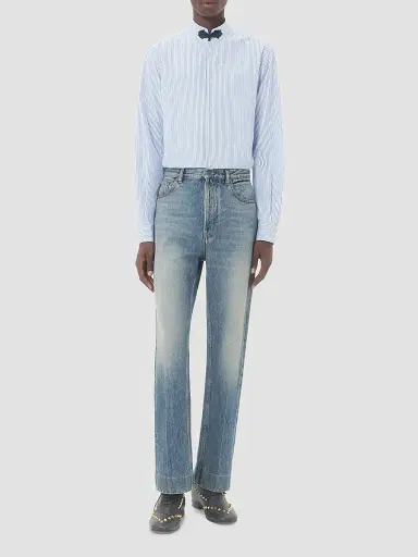 Valentino Garavani Men's Long-Sleeved Striped Cotton Shirt with Toggle | Thumbnail 2 Valentino Garavani Men's Long-Sleeved Striped Cotton Shirt with Toggle | Thumbnail 2