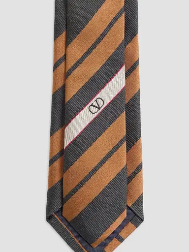 Valentino Garavani Men's Regimental Jacquard Silk Tie | Thumbnail 4 Valentino Garavani Men's Regimental Jacquard Silk Tie | Thumbnail 4