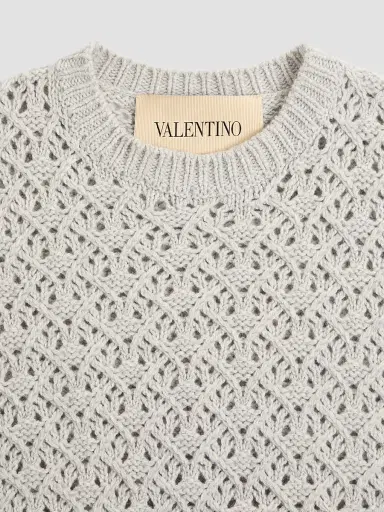 Valentino Garavani Men's Wool and Cashmere Sweater with Metallic V Detail | Thumbnail 7 Valentino Garavani Men's Wool and Cashmere Sweater with Metallic V Detail | Thumbnail 7