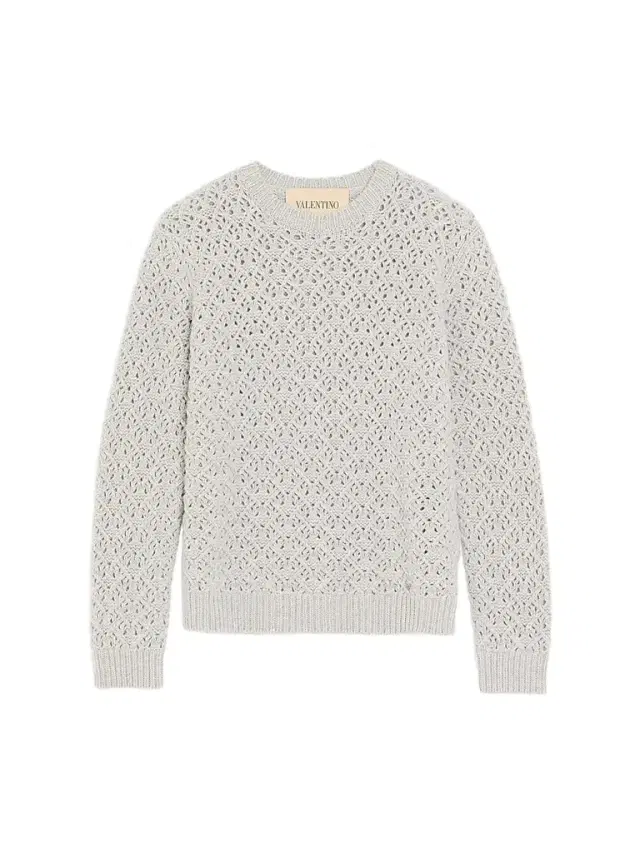 Valentino Garavani Men's Wool and Cashmere Sweater with Metallic V Detail
