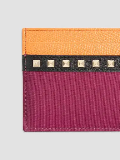 Valentino Garavani Men's Stud Up Cardholder in Nylon and Grainy Calfskin | Thumbnail 4 Valentino Garavani Men's Stud Up Cardholder in Nylon and Grainy Calfskin | Thumbnail 4