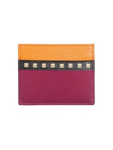 Valentino Garavani Men's Stud Up Cardholder in Nylon and Grainy Calfskin | Thumbnail 1 Valentino Garavani Men's Stud Up Cardholder in Nylon and Grainy Calfskin | Thumbnail 1