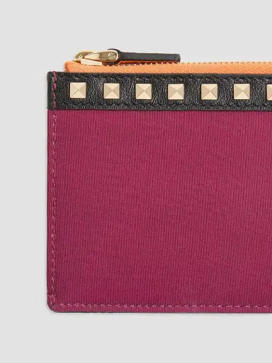 Valentino Garavani Men's Stud Up Coin Purse and Cardholder in Nylon and Grainy Calfskin | Thumbnail 4 Valentino Garavani Men's Stud Up Coin Purse and Cardholder in Nylon and Grainy Calfskin | Thumbnail 4