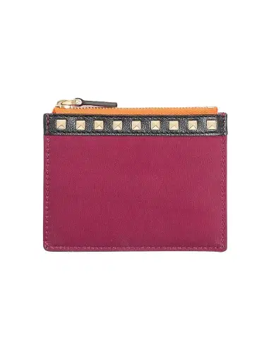 Valentino Garavani Men's Stud Up Coin Purse and Cardholder in Nylon and Grainy Calfskin | Thumbnail 1 Valentino Garavani Men's Stud Up Coin Purse and Cardholder in Nylon and Grainy Calfskin | Thumbnail 1