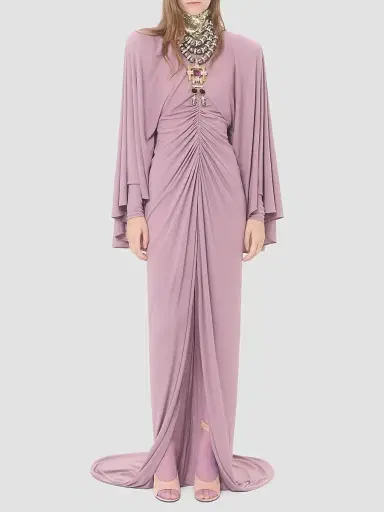 Valentino Garavani Women's Long Dress in Embroidered Jersey Crepe | Thumbnail 2