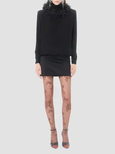 Valentino Garavani Women's Short Georgette Dress with Feathers | Thumbnail 2 Valentino Garavani Women's Short Georgette Dress with Feathers | Thumbnail 2