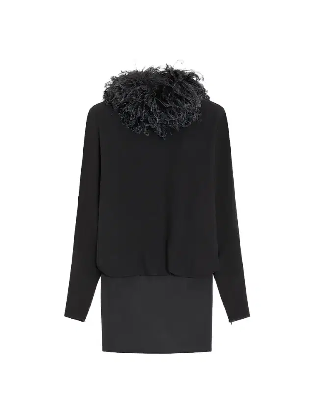 Women's Short Georgette Dress with Feathers