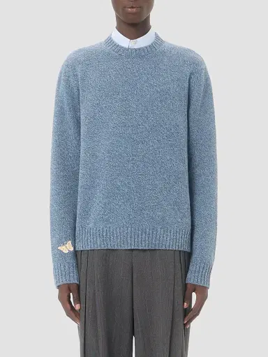 Valentino Garavani Men's Wool Sweater with Embroidered Butterfly Patch | Thumbnail 3 Valentino Garavani Men's Wool Sweater with Embroidered Butterfly Patch | Thumbnail 3