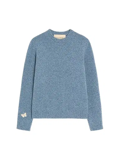 Valentino Garavani Men's Wool Sweater with Embroidered Butterfly Patch | Thumbnail 1 Valentino Garavani Men's Wool Sweater with Embroidered Butterfly Patch | Thumbnail 1