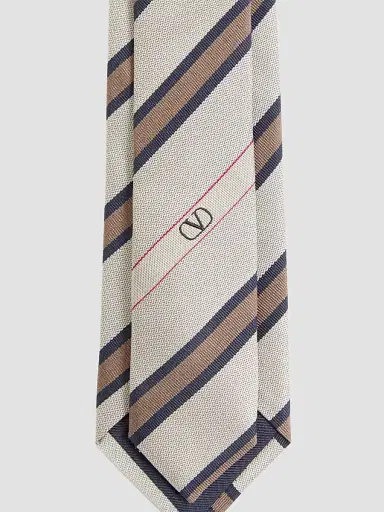 Valentino Garavani Men's Jacquard Regimental Silk Tie | Thumbnail 4 Valentino Garavani Men's Jacquard Regimental Silk Tie | Thumbnail 4