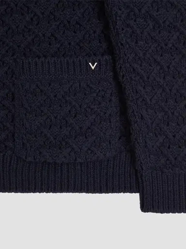 Valentino Garavani Men's Wool and Cashmere Cardigan with Metallic V Detail | Thumbnail 7 Valentino Garavani Men's Wool and Cashmere Cardigan with Metallic V Detail | Thumbnail 7