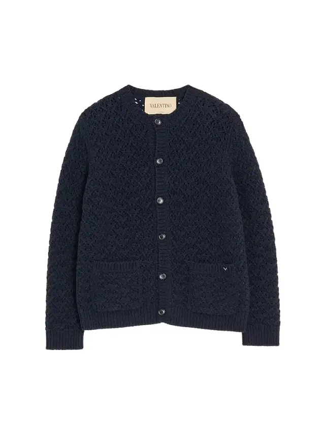 Men's Wool and Cashmere Cardigan with Metallic V Detail Men's Wool and Cashmere Cardigan with Metallic V Detail