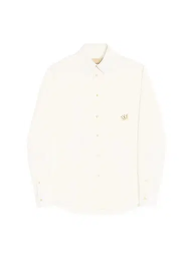 Valentino Garavani Men's Long-Sleeved Cotton Poplin Shirt with Embroidered Butterfly Patch | Thumbnail 1 Valentino Garavani Men's Long-Sleeved Cotton Poplin Shirt with Embroidered Butterfly Patch | Thumbnail 1