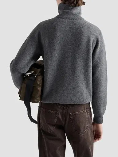 Prada Men's Wool and Cashmere Polo Sweater | Thumbnail 4 Prada Men's Wool and Cashmere Polo Sweater | Thumbnail 4