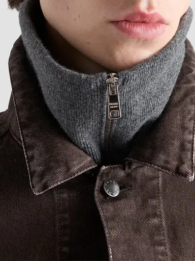 Prada Men's Wool and Cashmere Polo Sweater | Thumbnail 6 Prada Men's Wool and Cashmere Polo Sweater | Thumbnail 6