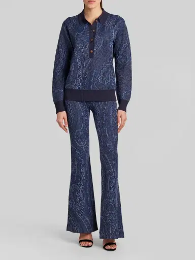 Etro Women's Paisley Knit Polo Top | Thumbnail 2 Etro Women's Paisley Knit Polo Top | Thumbnail 2