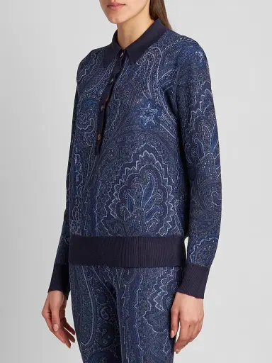 Etro Women's Paisley Knit Polo Top | Thumbnail 4 Etro Women's Paisley Knit Polo Top | Thumbnail 4