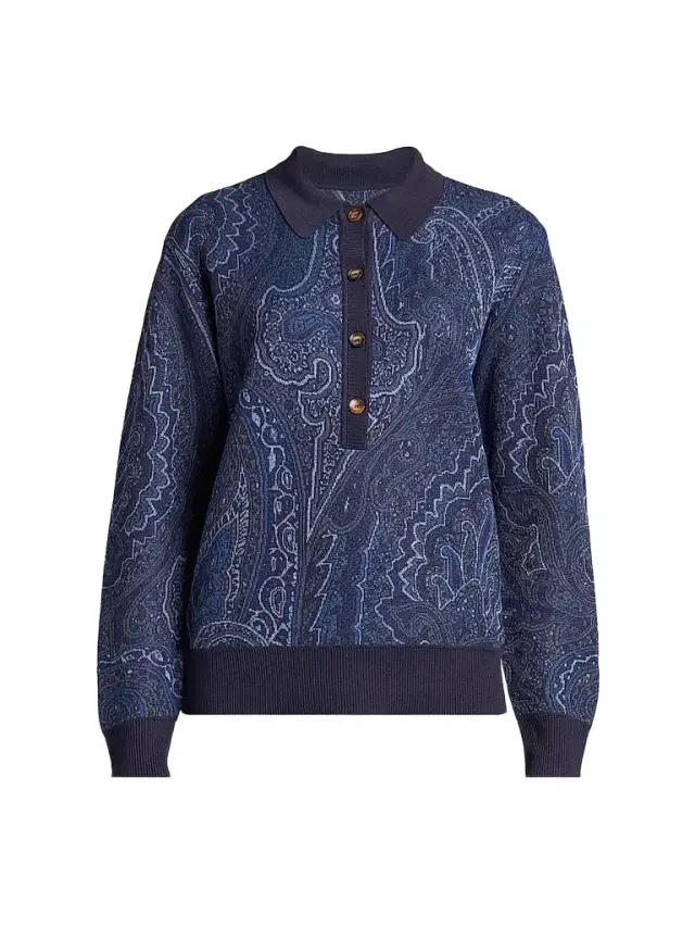 Etro Women's Paisley Knit Polo Top