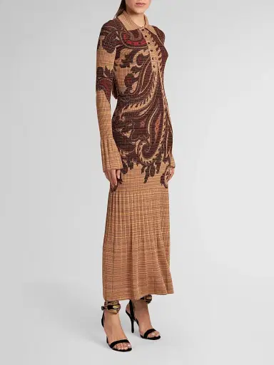 Etro Women's Stamped Paisley Knit Polo Maxi Dress | Thumbnail 4 Etro Women's Stamped Paisley Knit Polo Maxi Dress | Thumbnail 4