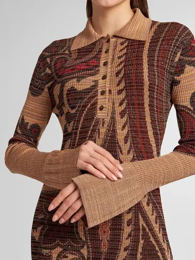 Etro Women's Stamped Paisley Knit Polo Maxi Dress | Thumbnail 5 Etro Women's Stamped Paisley Knit Polo Maxi Dress | Thumbnail 5