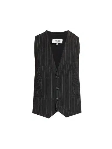 MM6 Maison Martin Margiela Women's Pinstripe Three-Button Vest | Thumbnail 1 MM6 Maison Martin Margiela Women's Pinstripe Three-Button Vest | Thumbnail 1