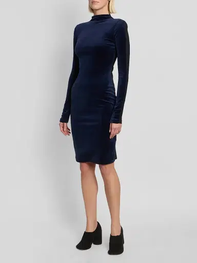 MM6 Maison Martin Margiela Women's Jersey Mock Turtleneck Knee-Length Dress | Thumbnail 4 MM6 Maison Martin Margiela Women's Jersey Mock Turtleneck Knee-Length Dress | Thumbnail 4