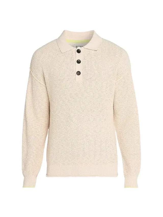 Scotch & Soda Men's Waffle Stitch Polo Sweater