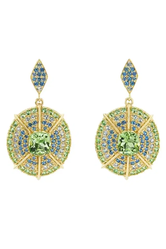 MEREDITH YOUNG Sapphire Mossy Way Medallion Earrings
