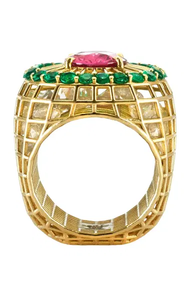 SARA KATHERINE JACOBSON Emerald Pink Sapphire Queen Cagey Ring | Thumbnail 4