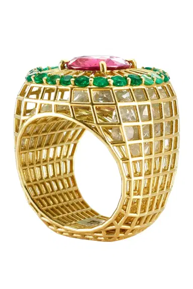 SARA KATHERINE JACOBSON Emerald Pink Sapphire Queen Cagey Ring | Thumbnail 5