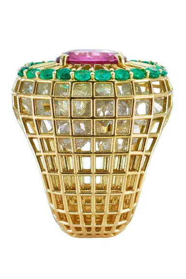 SARA KATHERINE JACOBSON Emerald Pink Sapphire Queen Cagey Ring | Thumbnail 6