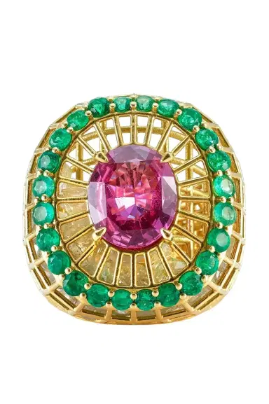 SARA KATHERINE JACOBSON Emerald Pink Sapphire Queen Cagey Ring | Thumbnail 1
