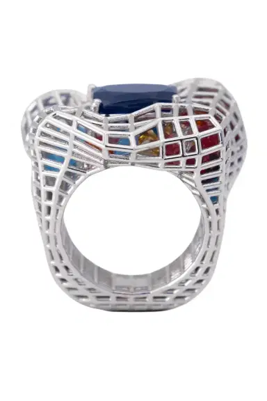 SARA KATHERINE JACOBSON Blue Sapphire Cagey Distorted Ring | Thumbnail 7 SARA KATHERINE JACOBSON Blue Sapphire Cagey Distorted Ring | Thumbnail 7