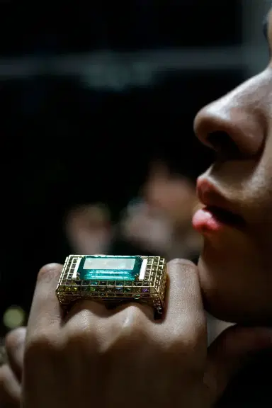 SARA KATHERINE JACOBSON Emerald Double Cagey Ring | Thumbnail 2 SARA KATHERINE JACOBSON Emerald Double Cagey Ring | Thumbnail 2