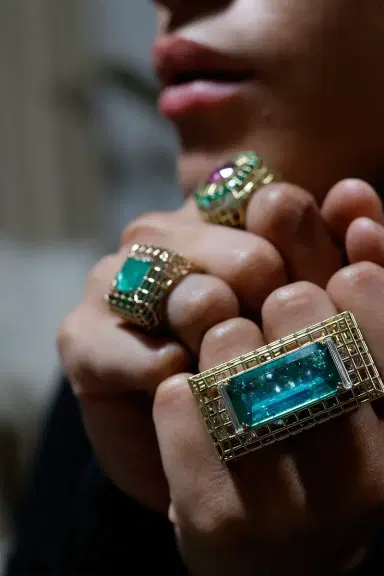 SARA KATHERINE JACOBSON Emerald Double Cagey Ring | Thumbnail 3 SARA KATHERINE JACOBSON Emerald Double Cagey Ring | Thumbnail 3