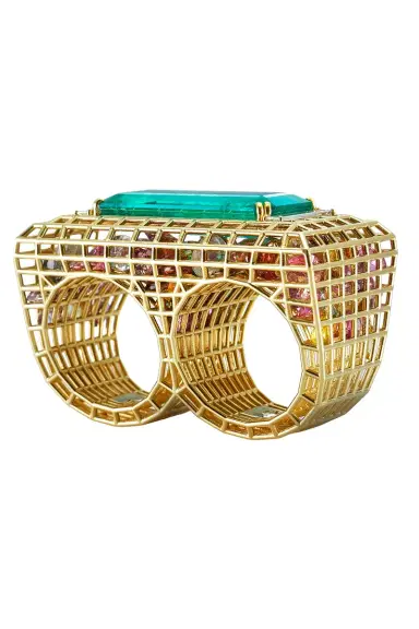 SARA KATHERINE JACOBSON Emerald Double Cagey Ring | Thumbnail 4 SARA KATHERINE JACOBSON Emerald Double Cagey Ring | Thumbnail 4