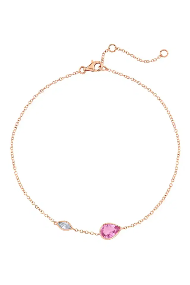 SHAY JEWELRY Pink Sapphire Diamond Riviera Anklet