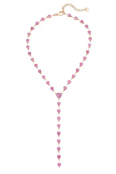 SHAY JEWELRY Pink Sapphire Heart Lariat Necklace | Thumbnail 1